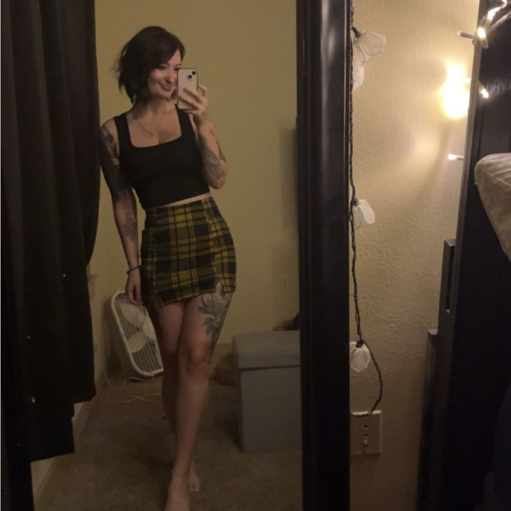 NWOT Current Mood Punk Style Yellow Plaid Mini Skirt